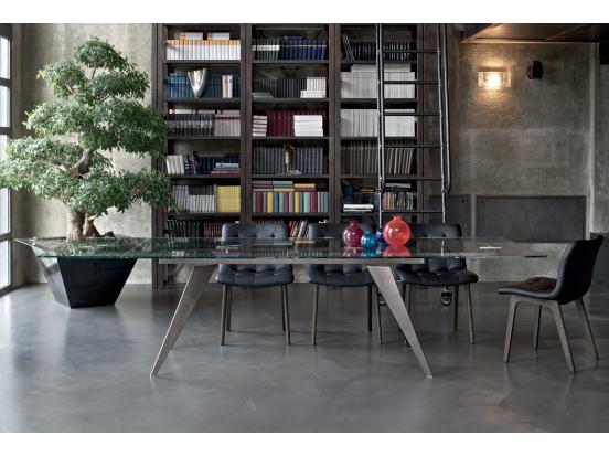 Bontempi Casa - Ramos 200cm glass Extendable Dining Table