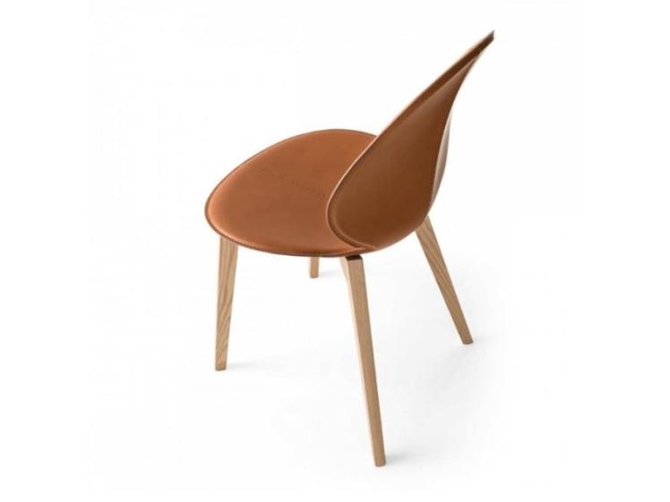Calligaris - Basil Leather Wood Legs Chair