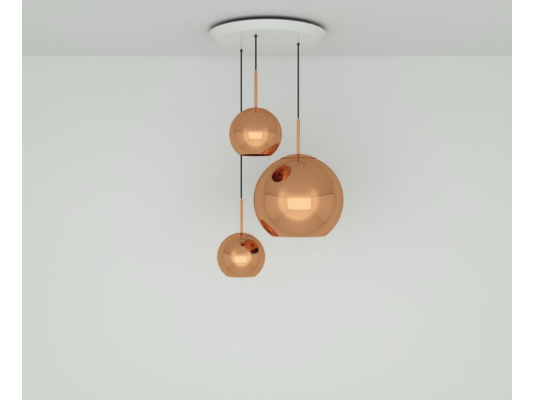 Tom Dixon - Copper Trio LED Multi-Drop Pendant