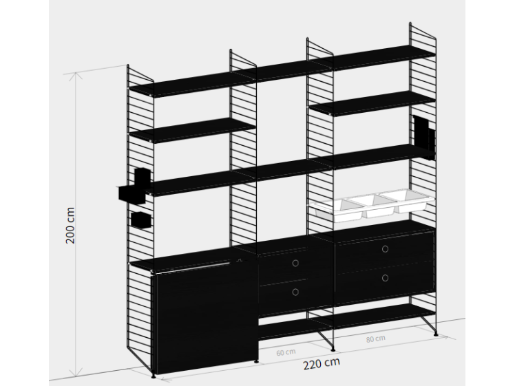 String - Home Office - Workspace Shelving System - Black