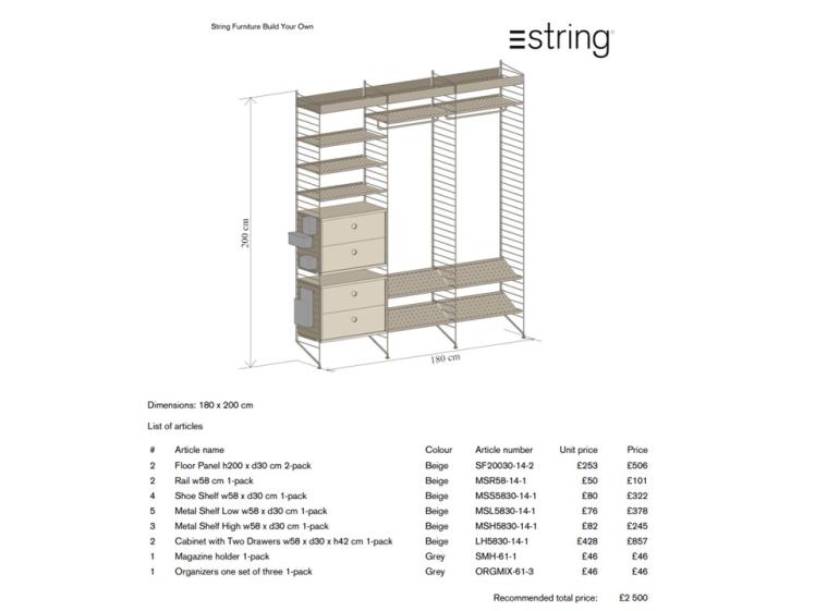 String – Wardrobe Shelving System 1